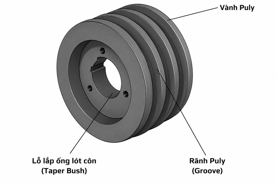 Cấu tạo của puly thang máy